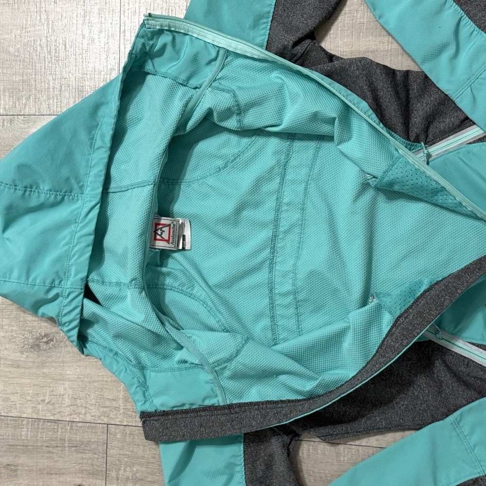 Avalanche Weather Shield Running Shell Full Zip Hooded Jacket Teal Women's Small - Picture 10 of 12